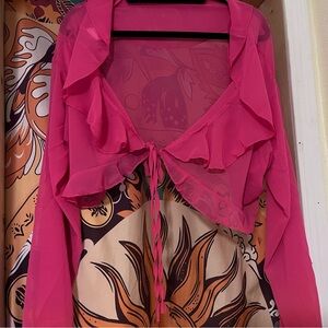 Vibrant Pink Sheer Blouse